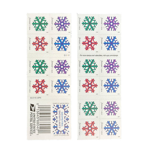 Geometric Snowflakes (U.S. 2015) Forever Postage Stamps 100 pcs